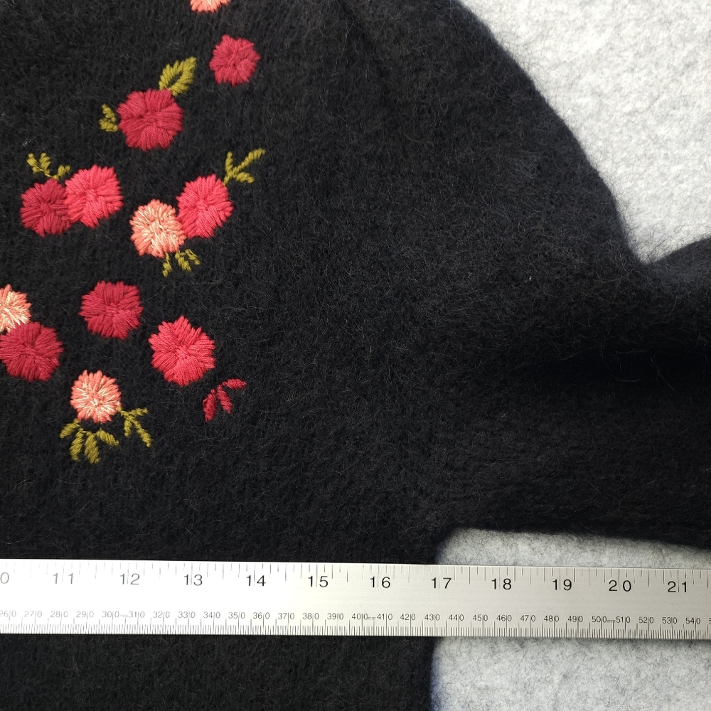 SEZANE Uriel Embroidered Long Sleeve Dress in Black - Picture 9 of 11